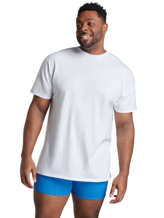 Fruit Of The Loom Tall Men's Short Sleeve Crew T-Shirt White 6 Pack