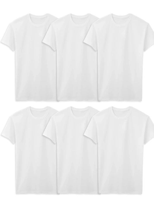 fruit of the loom Tall Men's Short Sleeve Crew T-Shirt White 6 Pack