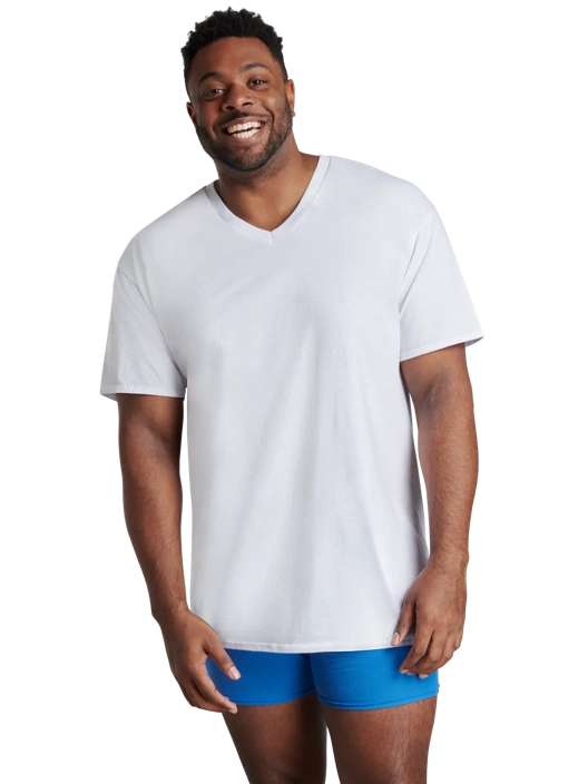 Fruit Of The Loom Tall Men's Short Sleeve V-neck T-Shirt White 6 Pack