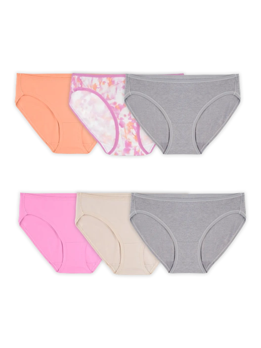 fruit of the loom Women's 360 Stretch Cottony Comfort Bikini Panty Assorted 6 Pack