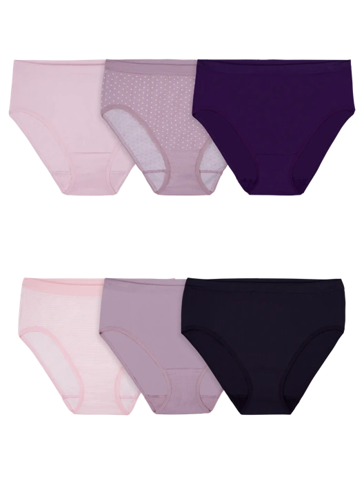 fruit of the loom Women's 360 Stretch Seamless Hi-Cut Panty Assorted 6 Pack