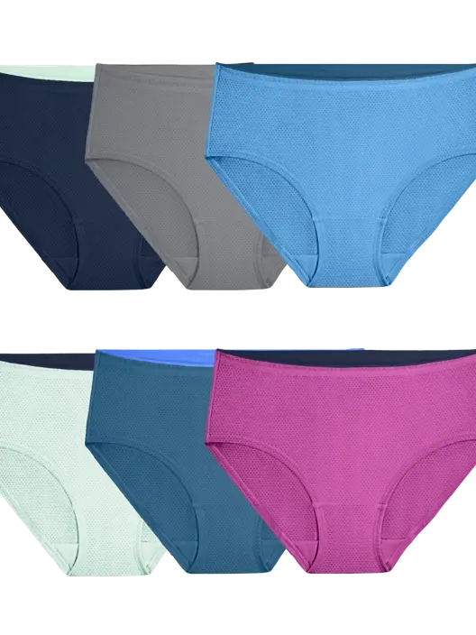 Fruit Of The Loom Women's Breathable Micro-Mesh Low-Rise Brief Panty Assorted 6 Pack
