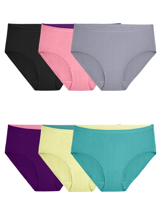 fruit of the loom Women's Breathable Micro-Mesh Low-Rise Brief Panty Assorted 6 Pack