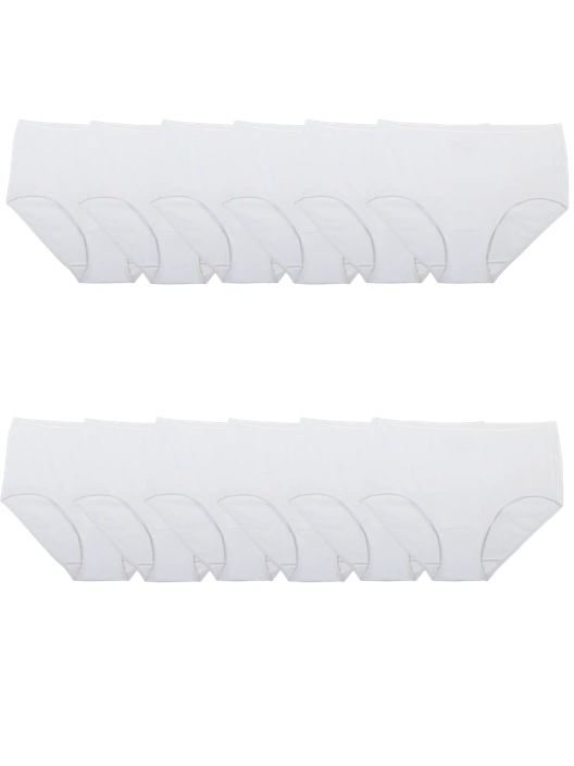 fruit of the loom Women's Brief Panty White 12 Pack