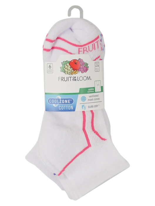 Fruit Of The Loom Women's CoolZone® Ankle Sock 6 Pack