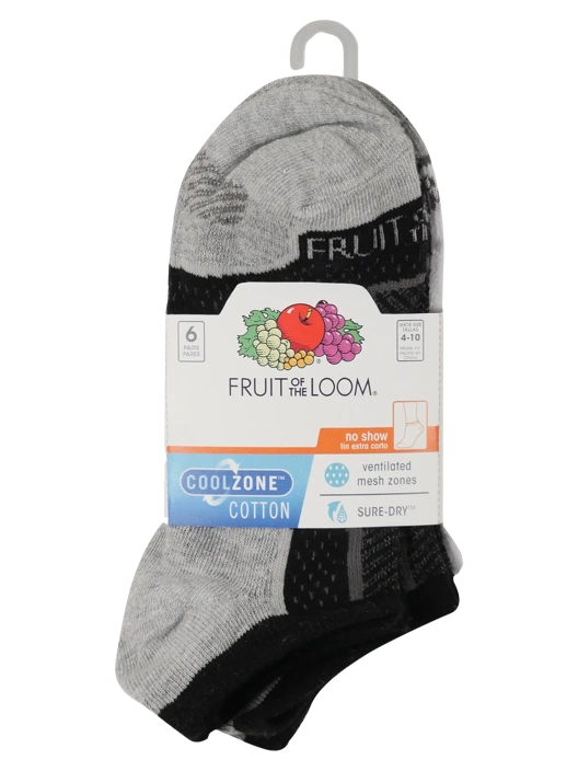 Fruit Of The Loom Women's CoolZone® No Show Socks Assorted 6 Pack