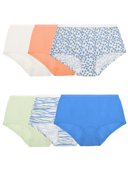 fruit of the loom Women's Cotton Boyshort Panty Assorted 6 Pack