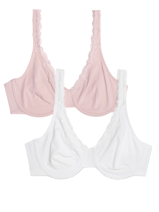 Fruit Of The Loom Women's Cotton Stretch Extreme Comfort Bra 2-Pack