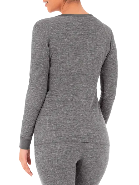 fruit of the loom Women's Crew Neck Waffle Thermal Top 2 Pack