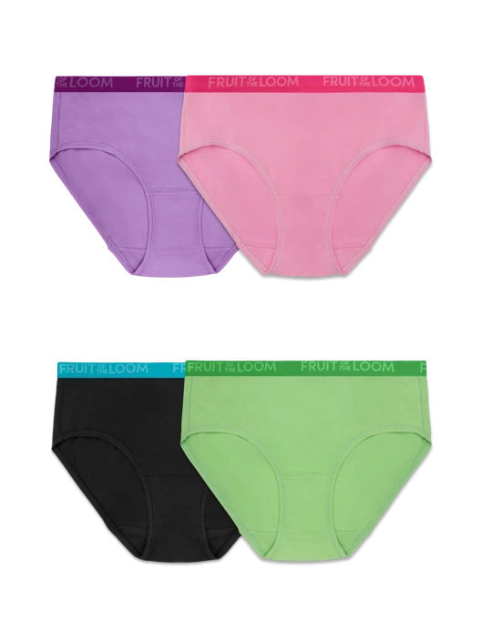fruit of the loom Women's ENERGIZE Cotton Stretch Brief Assorted 4 Pack
