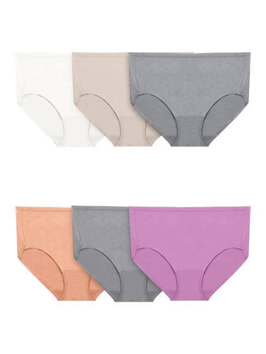 fruit of the loom Women's Fit for Me 360 Stretch Cottony Comfort Brief Panty Assorted 6 Pack