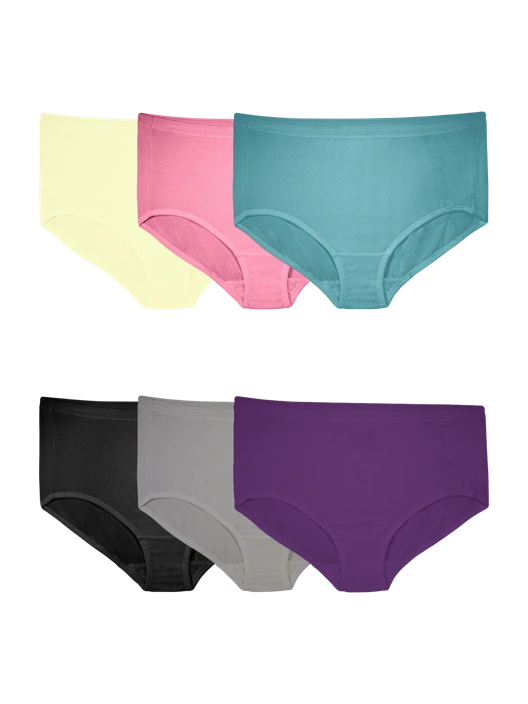 fruit of the loom Women's Fit for Me Breathable Micro-Mesh Brief Panty Assorted 6 Pack