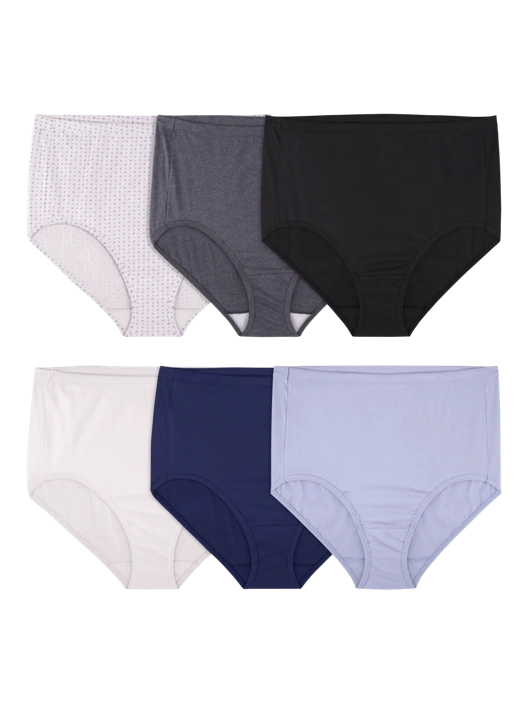 fruit of the loom Women's Fit for Me Cotton Brief Panty Assorted 6 Pack
