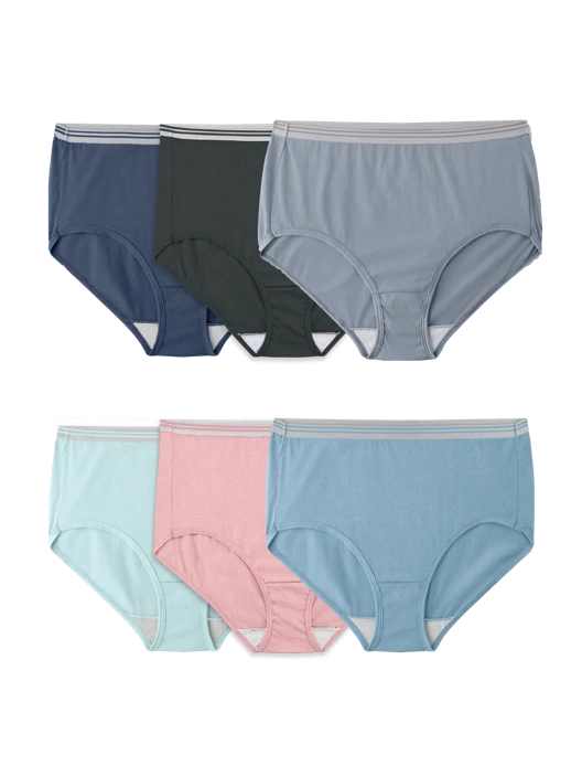 fruit of the loom Women's Fit for Me Heather Brief Panty Assorted 6 Pack