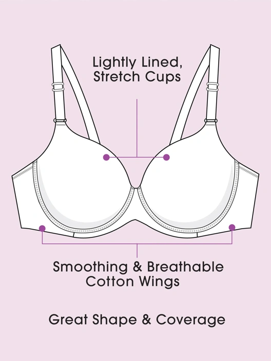 Fruit Of The Loom Women's Fit For Me® 360 Stretch Plus Size Cotton T-Shirt Bra