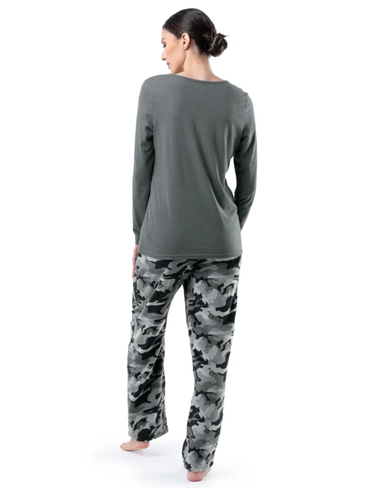 fruit of the loom Women's Fleece Top and Bottom 2 Piece Pajama Set