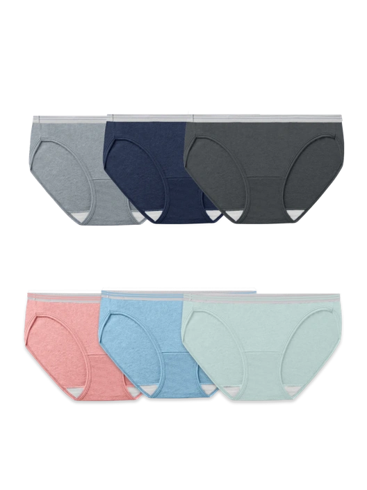 fruit of the loom Women's Heather Bikini Panty Assorted 6 Pack