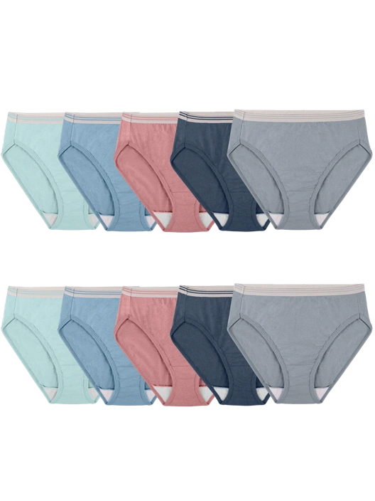 fruit of the loom Women's Heather Hi-Cut Panty Assorted 10 Pack