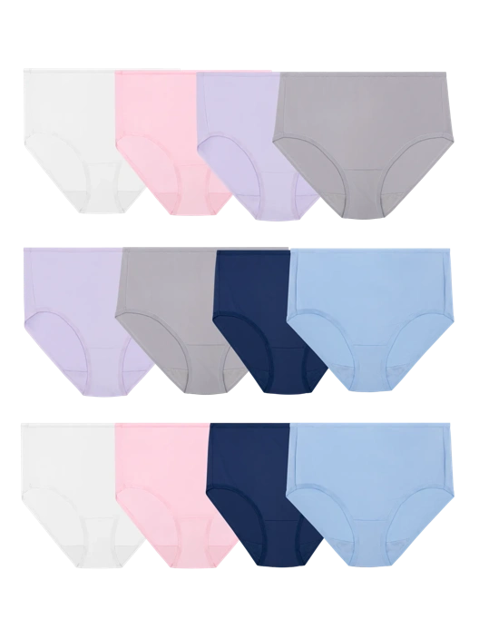 fruit of the loom Women's Microfiber Brief Panty Assorted 12 Pack
