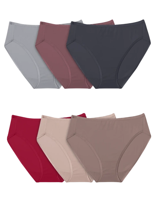 fruit of the loom Women's Microfiber Hi-Cut Panty Assorted 6 Pack