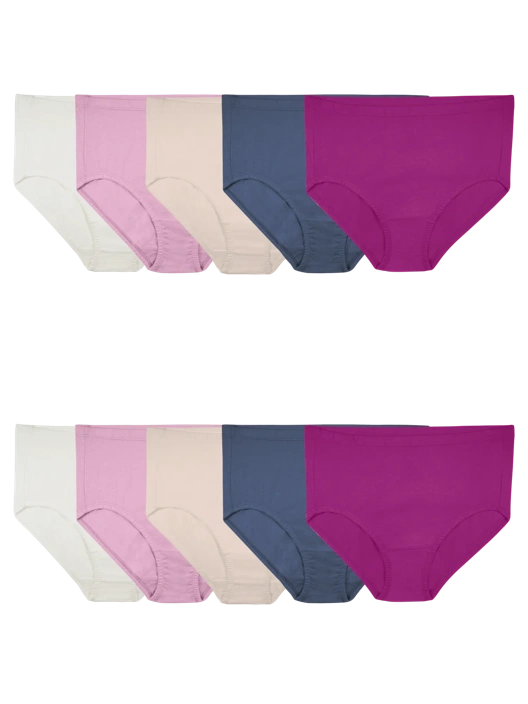 fruit of the loom Women's Plus Fit for Me® Breathable Cotton Assorted Brief Panty Assorted 10 pack