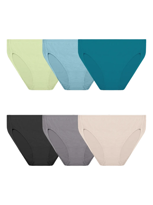 fruit of the loom Women's Plus Fit for Me® Breathable Micro-Mesh Hi-Cut Panty Assorted 6 Pack