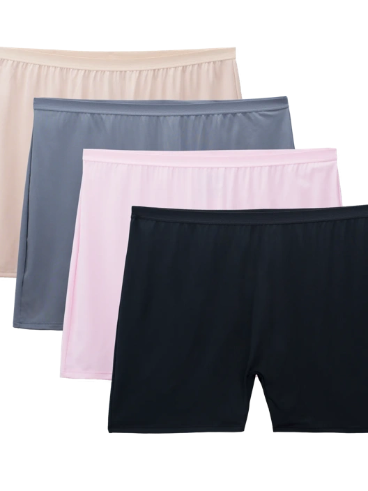 fruit of the loom Women's Plus Fit for Me® Microfiber Slip Short Panty Assorted 4 Pack