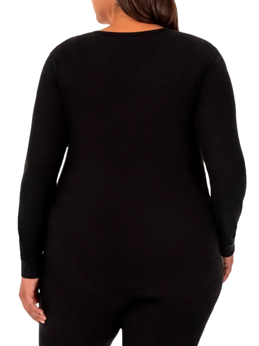 Fruit Of The Loom Women's Plus Size Crew Neck Waffle Thermal Top 2 Pack