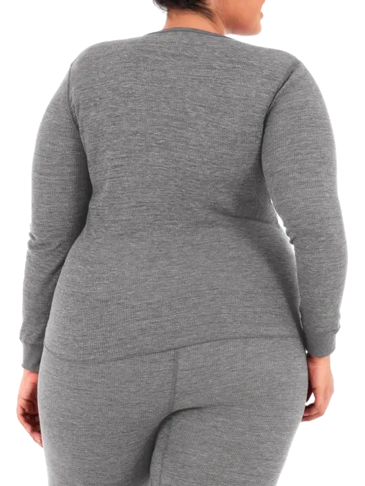 Fruit Of The Loom Women's Plus Size Crew Neck Waffle Thermal Top 2 Pack