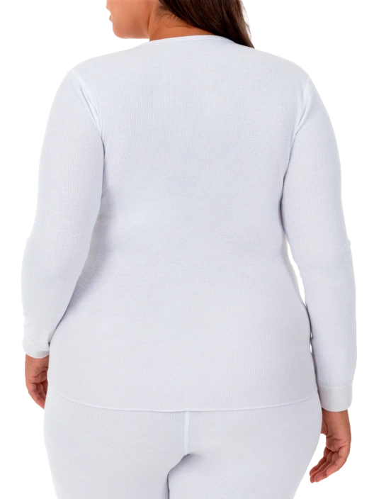 Fruit Of The Loom Women's Plus Size Thermal Crew Top 2 Pack