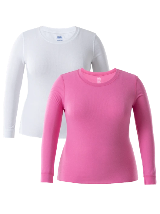 fruit of the loom Women's Plus Size Thermal Crew Top 2 Pack