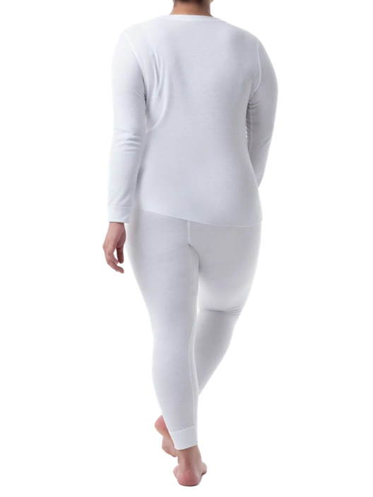 Fruit Of The Loom Women's Plus Size Thermal Crew Top & Bottom Set