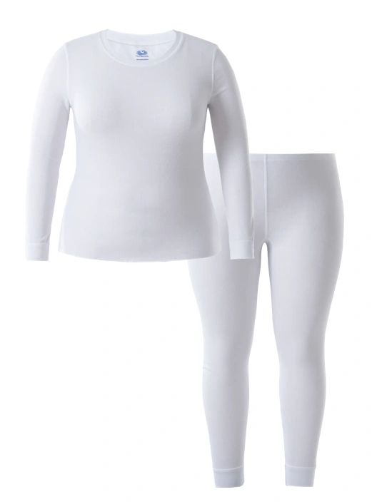fruit of the loom Women's Plus Size Thermal Crew Top & Bottom Set