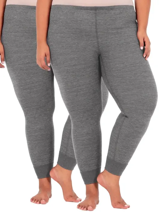 fruit of the loom Women's Plus Size Waffle Thermal Bottom 2 Pack