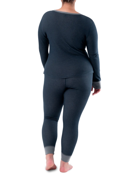 Fruit Of The Loom Women's Raschel Henley Top And Pant 2-Piece Pajama Set