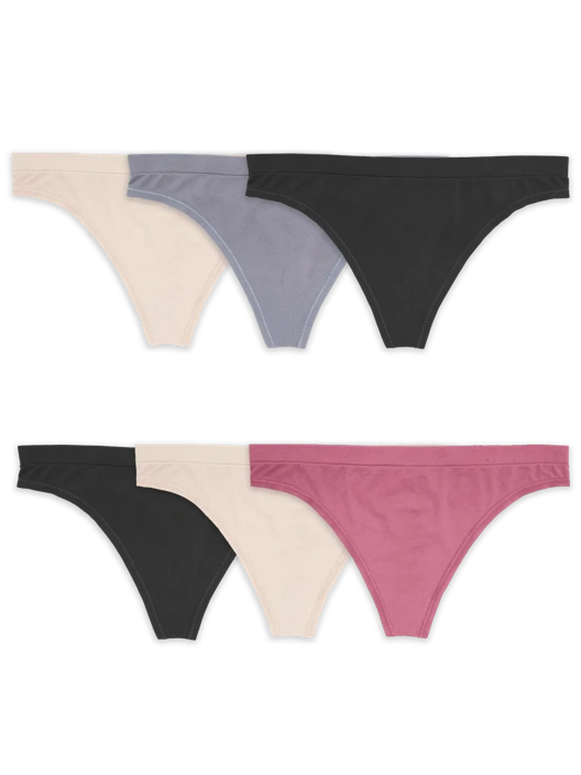 fruit of the loom Women's Seamless Thong Assorted 6 Pack