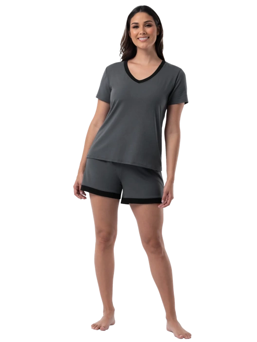 Fruit Of The Loom Women's Soft & Breathable V-neck T-shirt And Shorts 2-Piece Pajama Set