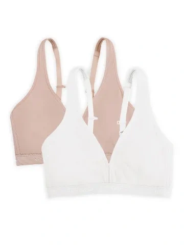 fruit of the loom Women's Wirefree Cotton Bralette 2 Pack