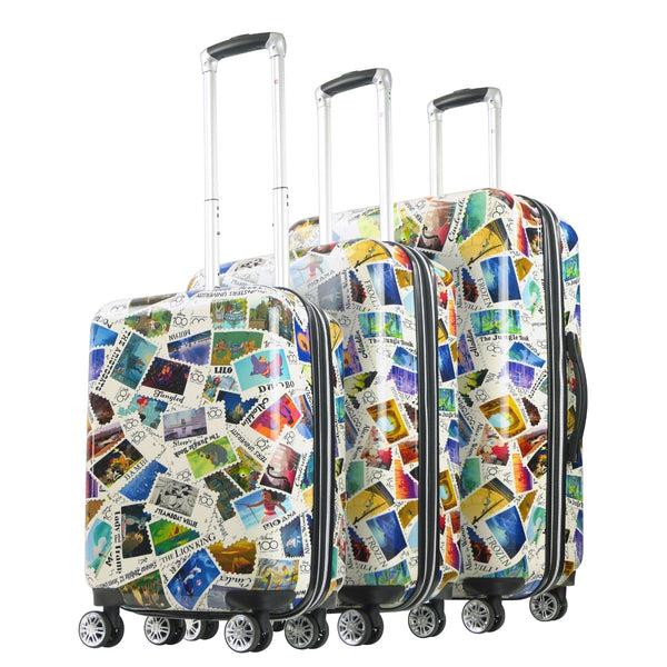 ful Disney Stamps 3pc Hard-sided Spinner Luggage Set