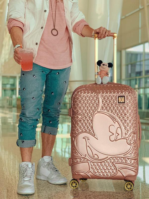 Ful Mickey Mouse Rolling Luggage FŪL Disney Luggage 26" Rose Gold