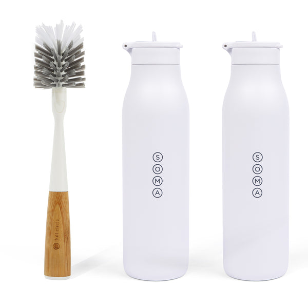 Full Circle 3-Piece Stainless Steel Bottle And Brush Set