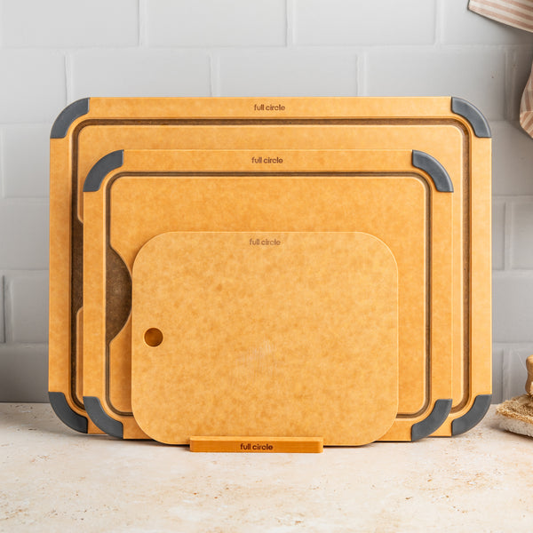 Full Circle Chop Shop 4-Piece Cutting Board Set With Stand