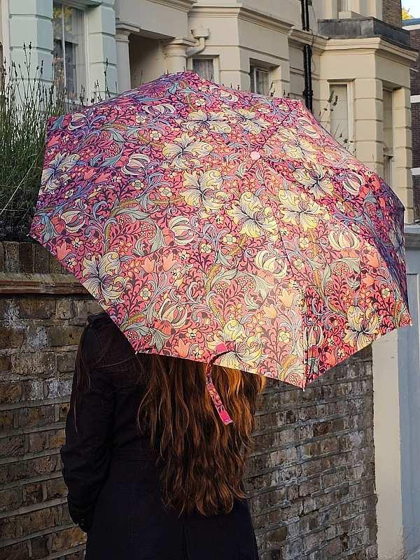 Fulton Umbrellas Span Class="mob-item-title">Morris & Co. Minilite UV - Golden Lily Pink