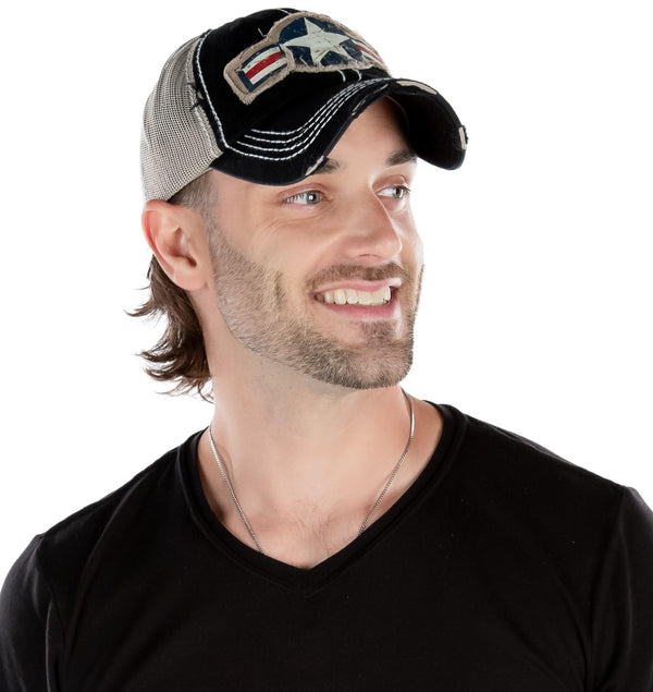 Funky Junque Air Force Star Distressed Baseball Cap By Funky Junque