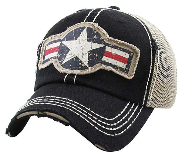 funky junque Air Force Star Distressed Baseball Cap by Funky Junque