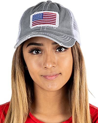 Funky Junque American Flag Distressed Vintage Patch Baseball Cap By Funky Junque
