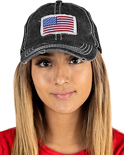 funky junque American Flag Distressed Vintage Patch Baseball Cap by Funky Junque