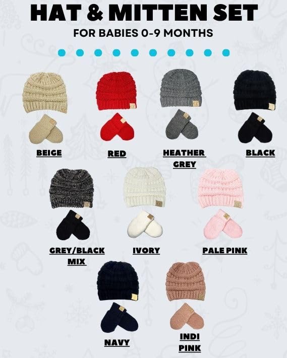 Funky Junque Baby Ribbed Beanie And Matching Mittens Set By Funky Junque