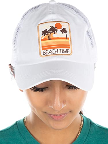 Funky Junque Beach Time Distressed Vintage Patch Baseball Cap By Funky Junque
