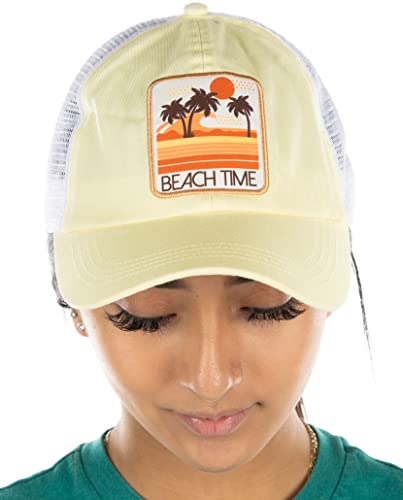 funky junque Beach Time Distressed Vintage Patch Baseball Cap by Funky Junque